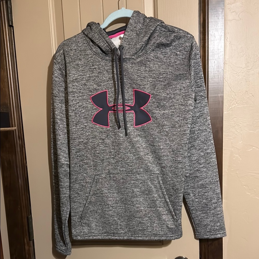 Under Armour Gray Hoodie with Pink Logo